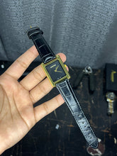 Cartier Tank Leather Golden Dial - Black Strap Watch