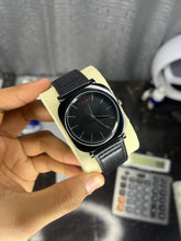Tomi Jet Black Leather Strap Stainless Steel Dial