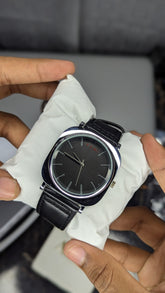 TOMI Jet Black Square Dial Strap Watch