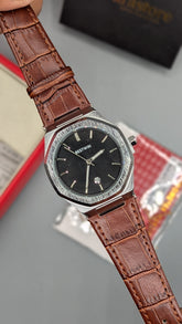 BestWin Brown-Black Leather Strap High Quality