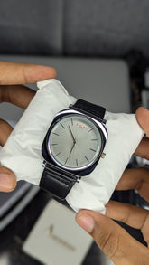 TOMI Black/White Square Dial Strap Watch