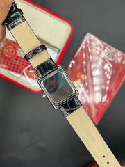 Tank Model Plain Leather Strap White Dial