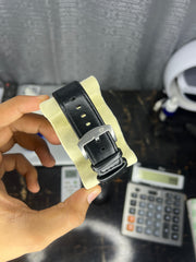 Tomi Jet Black Leather Strap Stainless Steel Dial