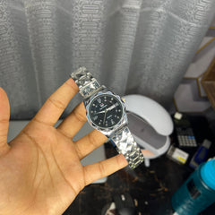 Diamond Cut Day-Date Heavy Weight ( True-W Model ) Stainless Steel Black Dial