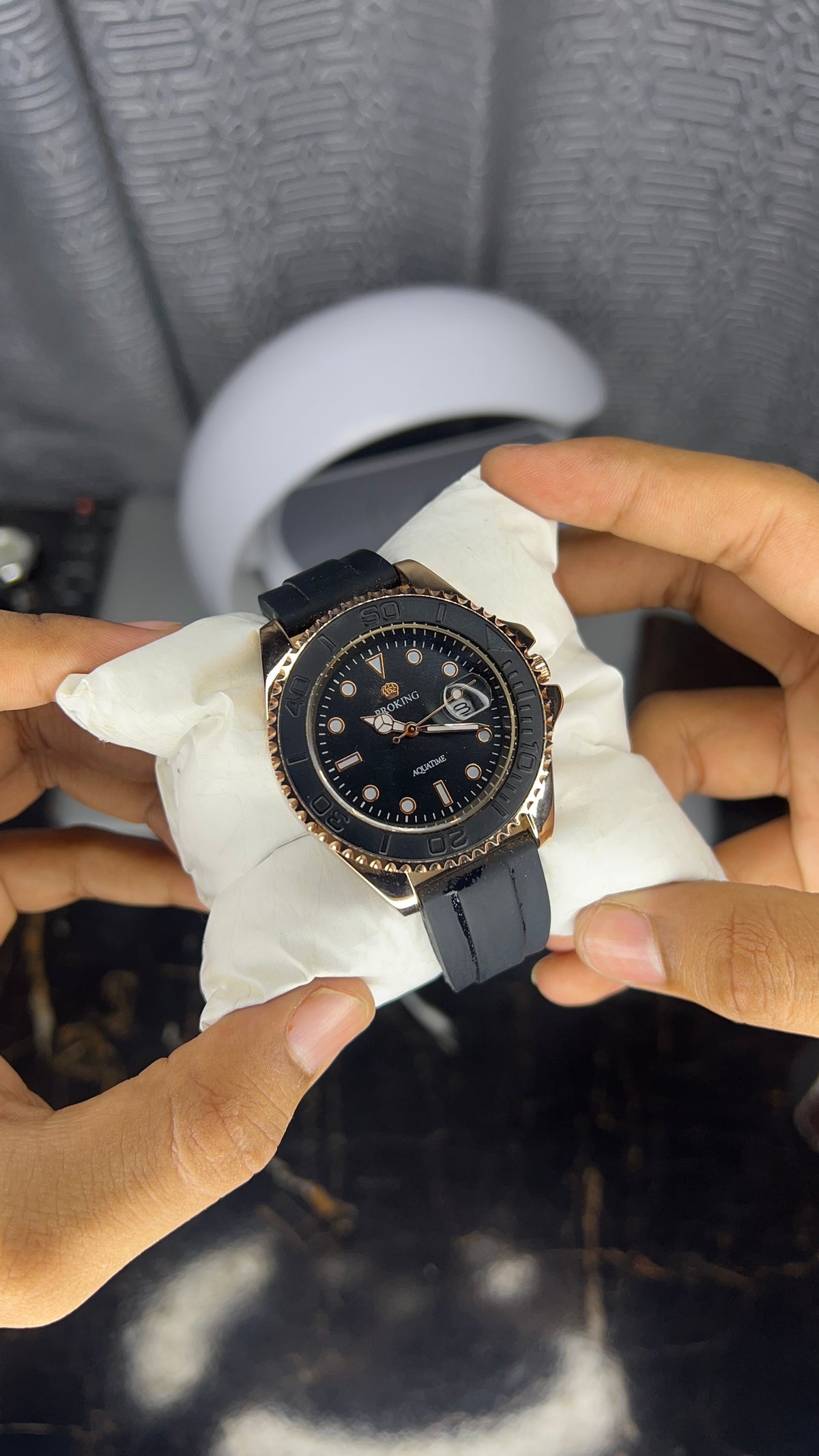 Proking Strap RoseGold Dial ( Silicon Strap With Master Lock