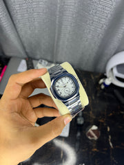 Crystal Silver Chain Square Dial ( White Dial )