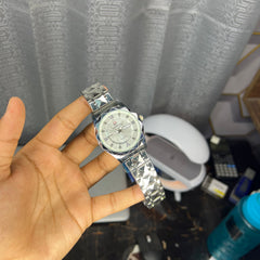 Diamond Cut Day-Date Heavy Weight ( True-W Model ) Stainless Steel White Dial