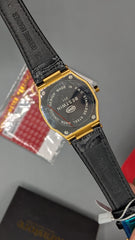 BestWin Black-Gold Leather Strap Watch