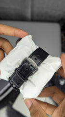 TOMI Jet Black Square Dial Strap Watch