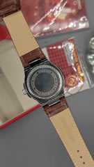 Patek Nautilus Leather Strap Master Lock - Brown-White