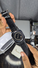 TOMI Black/White Square Dial Strap Watch
