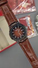 Patek Nautilus Leather Strap Master Lock - Full Brown