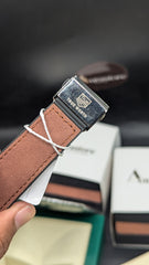 Leather Strap Quartz Premium Watch | Skeleton Dial With Date